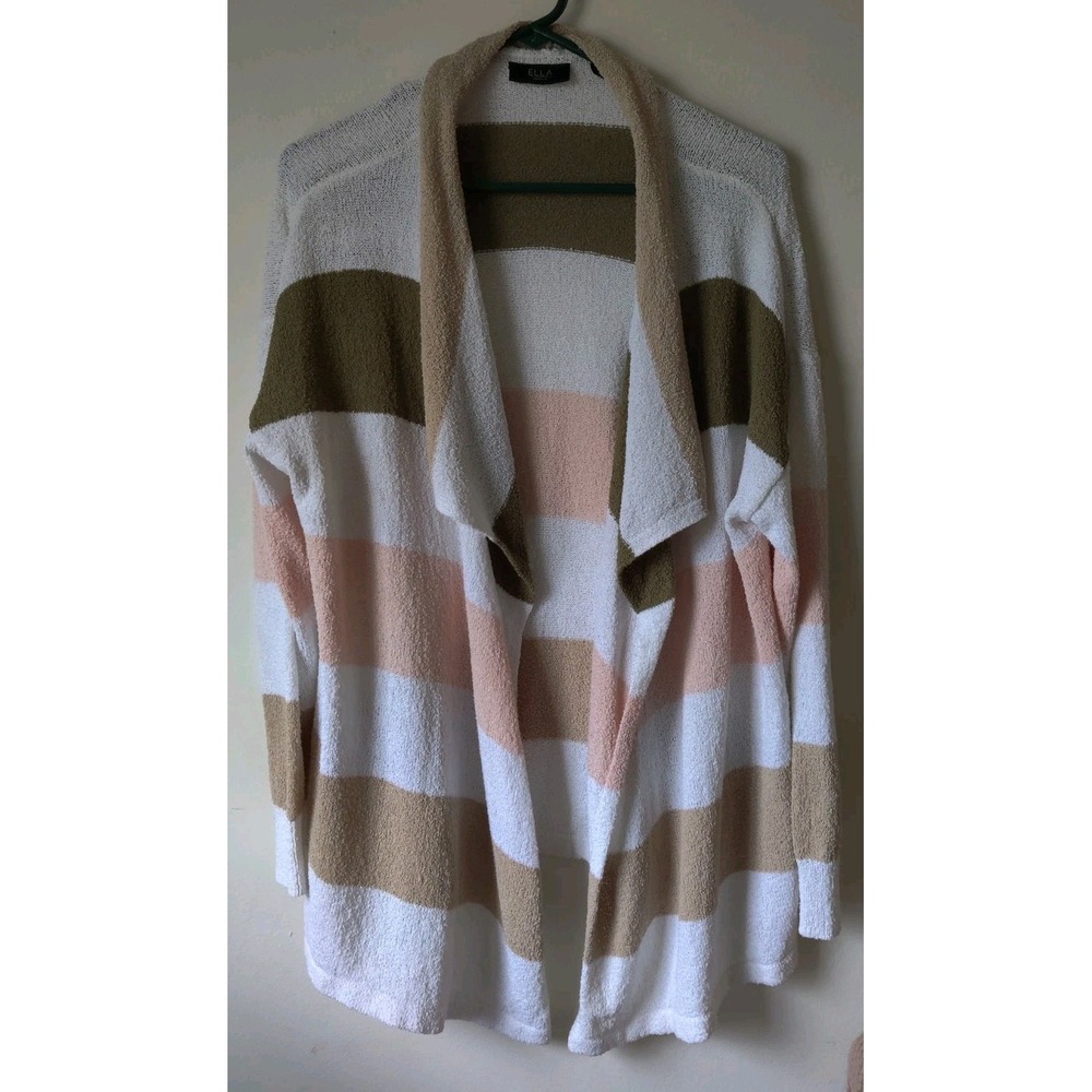 Ella Rafaella Women's Plus‎ Open Front Cardigan White/Green/Pink/Brown Size 1X